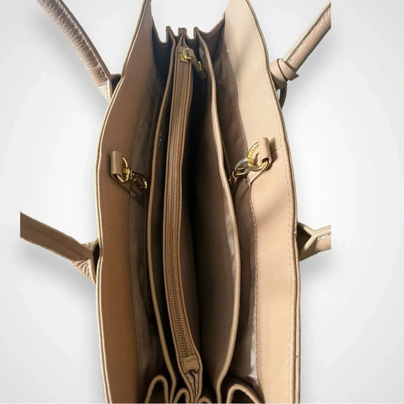 JOY & IMAN Leather Camel Large Tote Bag W/ Multiple Compartments | NWOT - Picture 12 of 16